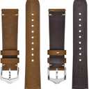 BISONSTRAP Men's Watch Bands, Hand-Stitched Leather Watch Straps, Quick Release, 18mm 19mm 20mm 21mm 22mm