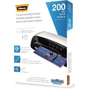 Fellowes Thermal Laminating Sheets, 3mil Letter Size Pouches, 9 x 11.5, 200 Pack, Clear (5743401)