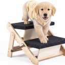 MEWANG Wood Pet Stairs & Ramp for Small/Medium Dogs and Cats, Aging Pets 2-in-1 Foldable, Portable, Non-Slip Pet Ladder for Tall Beds, Couches,CarsHolds Up to 220 lbs (17.3" L x 17.2" W x 13.0" H)