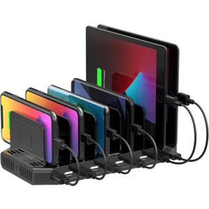 5PCS Unitek USB Charging Station, 10 USB Fast Ports Charge Docking Station and Adjustable Dividers, Multi Device Charger Organizer Compatible with iPad, iPhone, Tablet and Cell Phone - 5PCS, Black