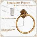 2 Pcs Antique Gold Toilet Paper Holder Towel Ring, Hand Towel Hanger Toilet Paper Roll Holder Wall Mount Retro Vintage Bathroom Hardware (Circle)
