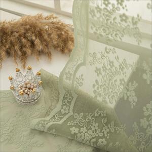 YJ YANJUN Sage Green Lace Curtains 54 inch Length 2 Panels Romantic Floral Pattern Short Sheer Curtains for Bedroom Laundry Room Light Filtering Boho Kitchen Small Window Treatments W52 X L54 Sage