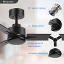 2 Pack 48 Inch Ceiling Fans without Light Remote Control, 6-Speed, Quiet Reversible DC Motor, 3-Blade, Industrial Indoor/Outdoor Ceiling Fan No Light for Living Room Patio, Black