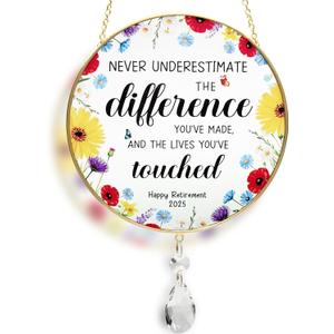 Retirement Gifts for Woman Men, Inspirational Suncatcher Gift for Women, Never Forget The Difference That You Make Appreciation Gifts