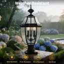 Kalium Outdoor Post Lights, 3 Light Lamp Post Light Fixture Hardwired with Clear Beveled Glass, 23" Large Waterproof Lamp Pillar Fixtures for Yard Pathway Porch Patio 60W Matte Black