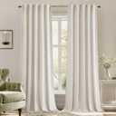 MIULEE Velvet Curtains 96 inches - Luxury Curtains for Bedroom Living Room Thermal Insulated Super Soft Room Darkening Window Drapes Rod Pocket & Back Tab, Ivory, W52 x L96 inches, 2 Panels