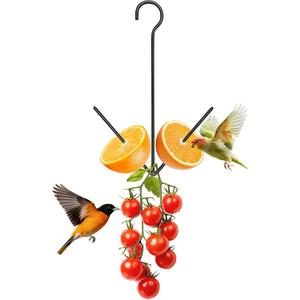 Oriole Feeder for Outdoors, Hanging Orange Bird Feeder with Hook, Black Metal Fruit Holder for Garden Patio Outside