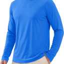 MAGCOMSEN Men's UPF 50+ Shirts Long Sleeve UV Protection Quick Dry T-Shirt Rash Guard for Fishing Running Beach (Medium, Azure)