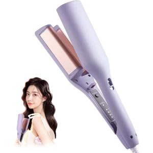 Rommantic French Egg Roll Curling Iron, Water Ripple V-Shaped Ionic Hair Curling Iron for Perfect Waves, Fast Heating, Adjustable Temperature, Roll Hair Waving Iron Hair Curler Styling Tool (Purple)