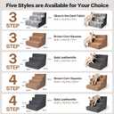 3 Step Dog Stairs for Small Dogs Cats, Brown Mesh Pet Steps, Non-Slip Pet Stairs for Couch Sofa Bed, Indoor Portable Dog Steps with Zipper Bottom for Medium Dogs,Puppy and Old Cat