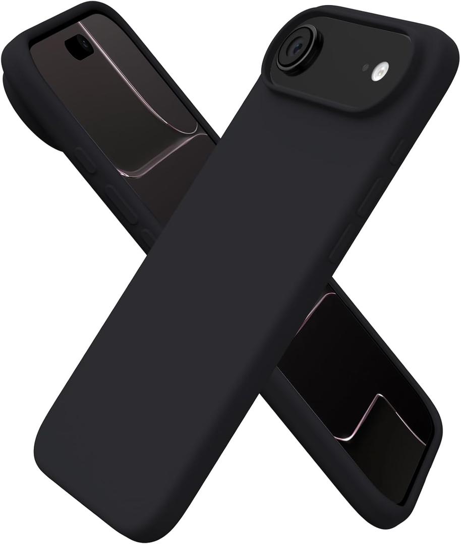 ORNARTO for iPhone Air Case 6.5", Slim Liquid Silicone 3 Layers Soft Gel Rubber Shockproof Protective Cover with Anti-Scratch Microfiber Lining-Black