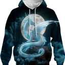 Novelty Long Sleeve Hoodie Funny Fashion Dragon Print Sweatshirts (XX-Large, White)