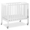 Dream On Me 3-in-1 Portable Folding Stationary Side Mini Baby Crib in Steel White & Mattress, GreenGuard Gold & BSA, Use as Changer & Playpen, Locking Wheels, 3 Mattress Heights, Extra Firm Mattress