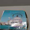 Jucoan 1.8 Quart Vintage Enamel Stovetop Tea Kettle, Retro Green Floral Enamel on Steel Teapot with Removable Infuser for Camping, Gift for Wedding Housewarming Easter