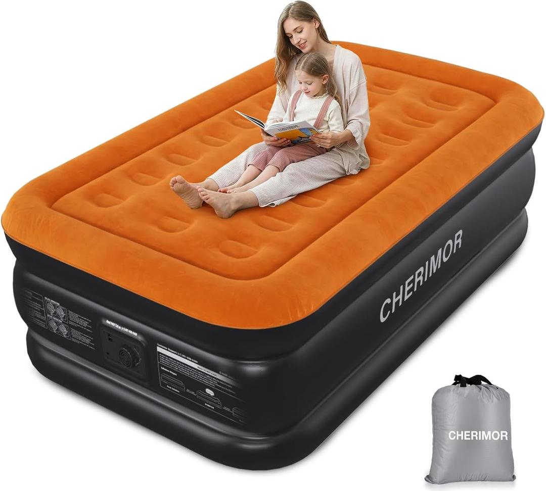 CHERIMOR Twin XL Air Mattress with Built-in Pump, 80" Extra Long, Upgraded Durable Design, Enhanced Support & Lasting Firmness, 2-Min Fast Inflation, Air Bed for Guests & Camping, 500 lbs Capacity