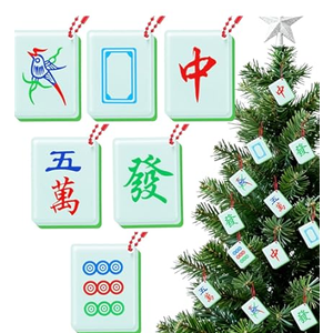 Thyle 12 Pcs Christmas Ornaments Mahjong for Christmas Tree Mahjong Gifts 6 Styles Acrylic Xmas Decoration Party Supplies Door Window Wall Decor
