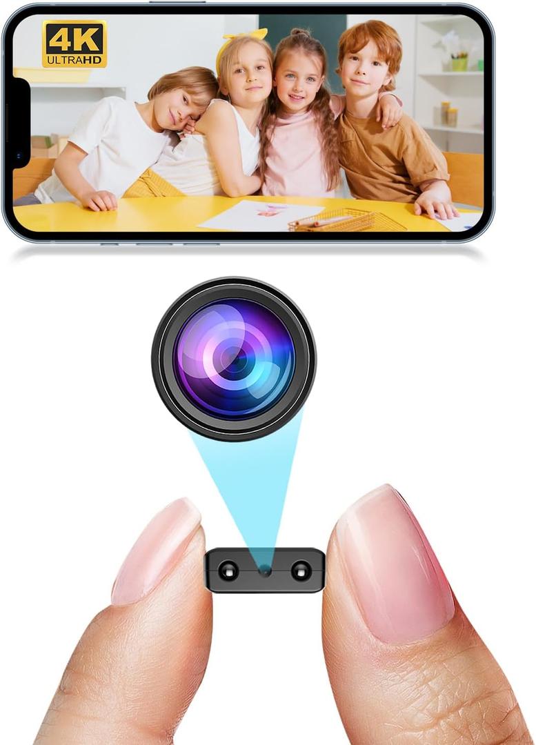 4K HD Mini Camera, HD Night Vision Home Nanny - Smallest WiFi Wireless Camera with Motion Detection, App Control, Cloud Storage and SD Storage for Pet/Infant/Car Surveillance