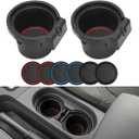 Auovo 2 Pcs Cup Holder Inserts Replacement for Frontier 2005-2019 Xterra 05-15 Pathfinder 05-12 Replace 96975-EA000 96975-ZS00A(with 3 Pairs of TPE Coasters in red Blue All Black)