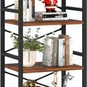 Yoobure 4 Tier Bookshelf - Small Book Shelf Industrial Bookcase, Narrow Book Case Book Storage Organizer for CD/Movie/Book, Bookshelves for Bedroom Office Living Room Berry Brown