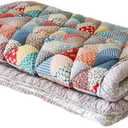 Flower Pattern Floor Mat Bohemian Patchwork Sofa Cover Quilted Floral Print Soft Cotton Non-Slip Slipcover for Couch Protect Style Furniture with This Multicolor L