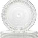 Dessert Plates - 6 Inch/15cm Handblown Glass Plates Set of 6 - Small Dessert Salad and Decorative Plates, Clear Glass Mini Dinner Plates for Appetizers, Salads, and Small Meals