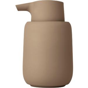 blomus Sono Soap Dispenser 250 ml Ceramic Hand Soap Dispenser in Brown Diameter 8 x 14 H cm Colour Tan Liquid Soap Dispenser with Pump Head