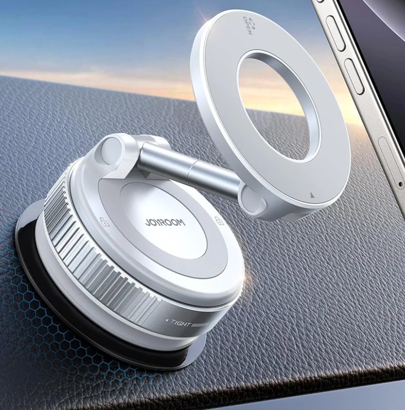 JOYROOM Magsafe Suction Cup Phone Mount, Vacuum Magnetic Phone Holder for Car, 360° Metal Strut Magsafe Car Mount for iPhone 16 Pro Max Plus/iPhone 15 14 13 12 & Android Magsafe Case, White