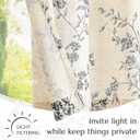 jinchan Floral Linen Kitchen Curtains with Attached Valance 36 Inch Length Farmhouse Cafe Tier Curtains for Living Room Bathroom Rustic Half Window Light Filtering Small Drapes 2 Panels Black