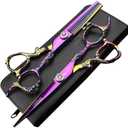 Purple Professional Hairdressing Scissors Hairdresser Hairstylist Cutting Hair & Thinning Hairdressing Scissor (6-inch 2pc)