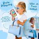 Golray Little Girls Play Purse Toys with Pretend Makeup Kit for Girl 3 4 5 6 Year Old, Sound Phone/Fake Makeup Set/Blue Wallet/Ice Princess Box Winter Christmas Birthday Gift Toddler Kid Toy Age 3-4-7