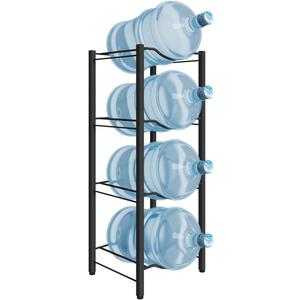 Mocomax 5 Gallon Water Jug Rack, 4 Tier Detachable Water Bottle Holder Storage Organizer Shelf, Heavy Duty Water Jug Dispenser Stand for Kitchen, Office, Home, Black