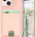 Petocase for iPhone 15 Wallet Case Card Holder Slot Ultra Slim Fit Flexible TPU Gel Rubber Soft Skin Silicone Protective Phone Case Cover for Apple iPhone 15 6.1 inch Light Pink