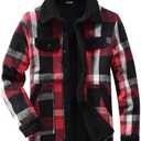 Fozexi Women's Sherpa Lined Jackets Sherpa Turn-Down Collar Warm Winter Fleece Flannel Jacket for Women Trendy Red X-Small 