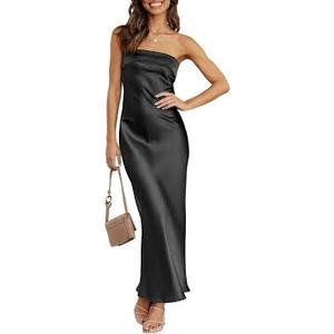 Caracilia Women's Strapless Satin Tube Bodycon Backless Wedding Guest Maxi Dress 2025 Fall Formal Long Dresses (Black, Small) Caracilia Women's Strapless Satin Tube Bodycon Backless Wedding Guest Maxi Dress 2025 Fall Formal Long Dresses (Black, Small)