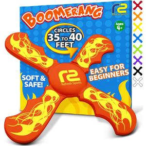 Boomerang for Kids - It Really Does Fly Back - Fun & Easy to Use Gifts for Boys & Girls - Best Toys for Ages 8-13 Gift Idea - Soft Foam Design Valentines Gift for Kids 6 7 8 9 10+ Year Old Boy Gifts (Red)
