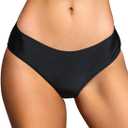 SHEKINI Women's Mid-Waist Bikini Bottom Cheeky U-Shaped Bathing Suit Bottom (Black - U-Shaped Style, Small)