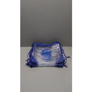 Small clear drawstring bag, blue logo, 10 pcs
