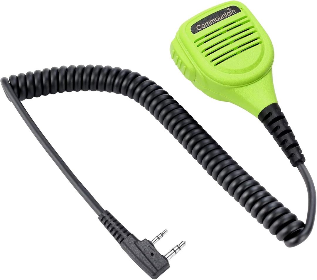 Commountain Heavy Speaker Mic Compatible for Baofeng Radios BF-F8HP UV-82HP UV-5R UV82 UV82C UV5R5 UV5RA UV5RE UV5X3 and Kenwood BTECH Retevis Samcom Radios, Walkie Talkie Microphone (Green)