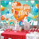 2 x HOWAF Doctors Appreciation Week Banner, Orange and Green, 72.8 x 43.3 Inch, Foldable, Weather Resistant, Professional, Party Banner for Healthcare Facility, Wall Mount, Standard Banner