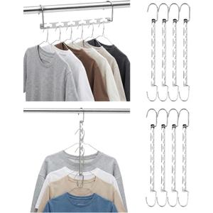 Mr. Pen- Metal Space Saving Hangers for Clothes, 8 Pack, 6 Slots, 360 Rotating Hooks, Metal Hangers, Wardrobe Organizer, Magic Cascading Hanger, Closet Space Saver, Closet Organizers and Storage