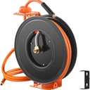 3/8 IN x 50FT Retractable Rubber Air Hose Reel Max 300 PSI,Suitable For Automotive Repair/Industrial Workshops