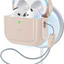 ESR for AirPods 4 Case, Compatible with AirPods 4th Generation Case (2024) (USB-C), Compatible with MagSafe, Drop Protection Cover with Lanyard, Magnetic Lid Lock, Orbit Hybrid Series, Desert Titanium