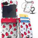 VVUPIC Galaxy Z Flip 5 Case with heartpattern Design, Dual Card Slot, Hinge Protection, Shock-Absorbing Slim Protective Case, MagSafe Compatible
