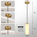 Natural Alabaster Pendant Lights Set of Two, H-11in Pendant Light Fixtures, Marble Square Shade Copper, Light Pendant for Bedroom Dining Room Living Room (E12 Bulbs INCL) Gold, 2 Pack