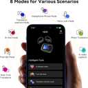 NE61 AI Translation Earbuds Real Time Heart Rate Monitor Translator Earbuds 135 Languages Open Ear Clip Wireless Bluetooth 3in1 Translating Headphones LCD Touch Screen Included for Translation Device, Black