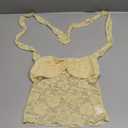 REORIA Lace Tops for Women Halter Sexy Going Out Tank Crop Y2K Fashion Top 2025 Trendy (Small, Honeybee Yellow)