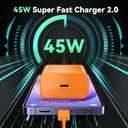 45W Super Fast Charger USB Type C Charger Cord 6.6FT with Android Phone Charger Fast Charging Block for Samsung Galaxy S25/S25 Ultra/S25+/S24 Ultra/S24/S24+/S23 Ultra/S23/S22/S20/S21/Note 10/20,Orange