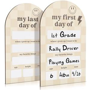 Beautiful Wooden First and Last Day of School Board Sign - Modern and Large Back to School Sign for Lasting Memories - Perfect Wooden Dry-Erase Photo Prop for Kindergarten