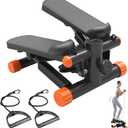 Sweetcrispy Mini Stair Stepper with Resistance Bands, Hydraulic Home Stepper Machine, 300 LBS Weight Capacity, Compact Cardio Equipment with LCD Monitor, No Assembly Required