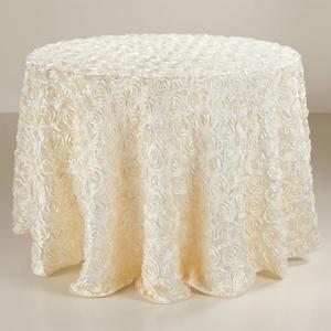 QueenDream Floral Round Tablecloth 60 Inch Ivory Rosette Wedding Tablecloth for Sweetheart Table Birthday Party Cake Table Decoration QueenDream Floral Round Tablecloth 60 Inch Ivory Rosette Wedding Tablecloth for Sweetheart Table Birthday Party Cake Table Decoration